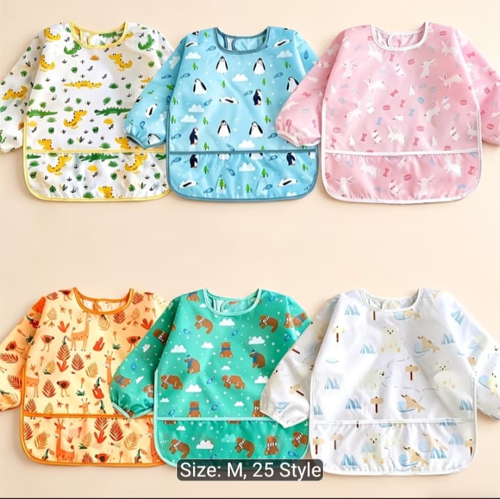 6 Pack Wearable Waterproof Plastic Baby Bib Set – Adjustable Feeding Bibs