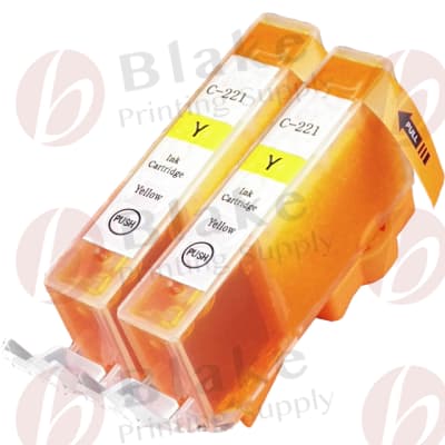 Set of 2 Compatible Canon CLI-221Y Yellow Ink Cartridges (2949B001)