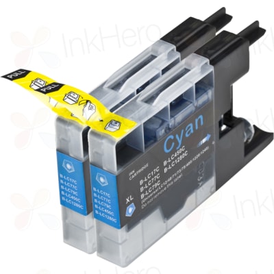 2 Pack Brother LC79C Cyan Compatible Extra High-Yield Ink Cartridges