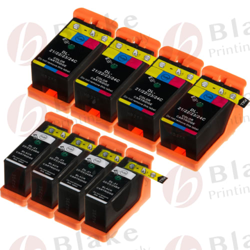 Set of 8 Compatible Dell Series 23 Black & Color Ink Cartridges