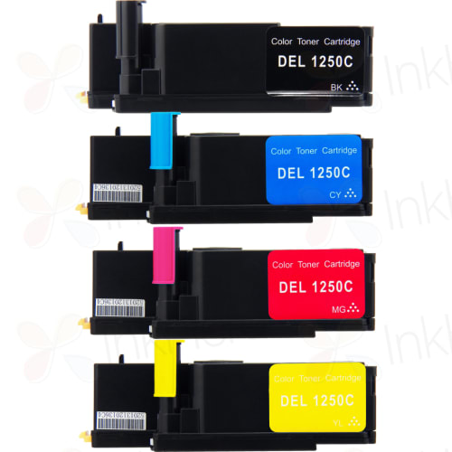 Pack de 4 Dell 1250 / 1350 / 1750 / 1760 cartouches de toner haute capacité compatibles