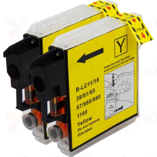 2 Pack Brother LC65Y Yellow Compatible High-Yield Ink Cartridges