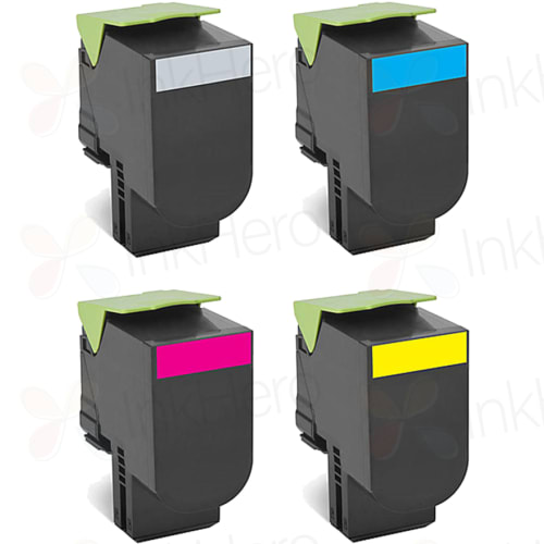 4 Pack Lexmark CX310 / CX410 / CX510 Remanufactured Toner Ink Hero