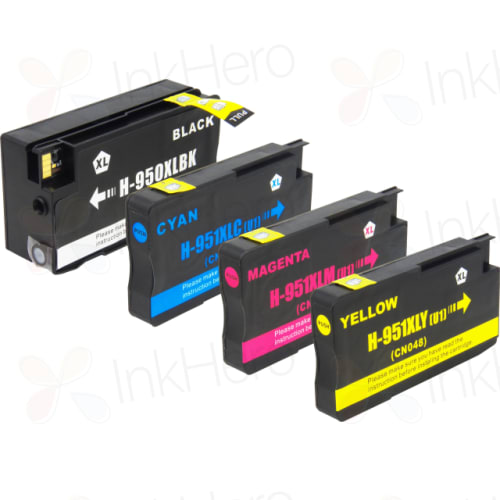 4 Pack HP 950XL & 951XL High-Yield Remanufactured Ink Cartridges