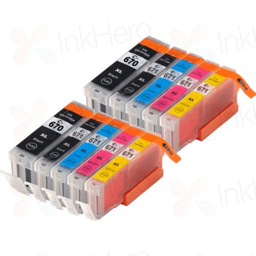 10 Pack Canon PGI-670XL & CLI-671XL Compatible High-Yield Ink Cartridges