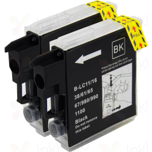 2 Pack Brother LC65BK Black Compatible High-Yield Ink Cartridges