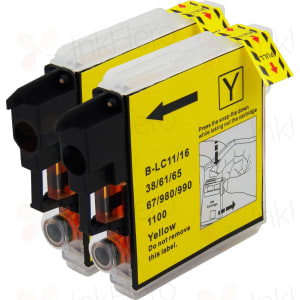 2 Pack Brother LC65Y Yellow Compatible High-Yield Ink Cartridges