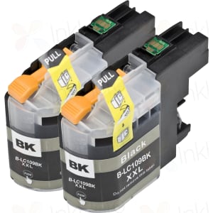 2 Pack Brother LC109BK Black Compatible Ultra High-Yield Ink Cartridges
