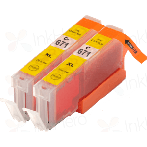 2 Pack Canon CLI-671XL Yellow Compatible High-Yield Ink Cartridges