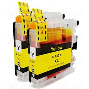 2 Pack Brother LC135Y Yellow Compatible Super High-Yield Ink Cartridges