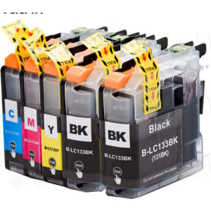 Brother LC133 (Replaces LC131) Compatible High-Yield Ink Cartridges 5-Piece Combo Pack