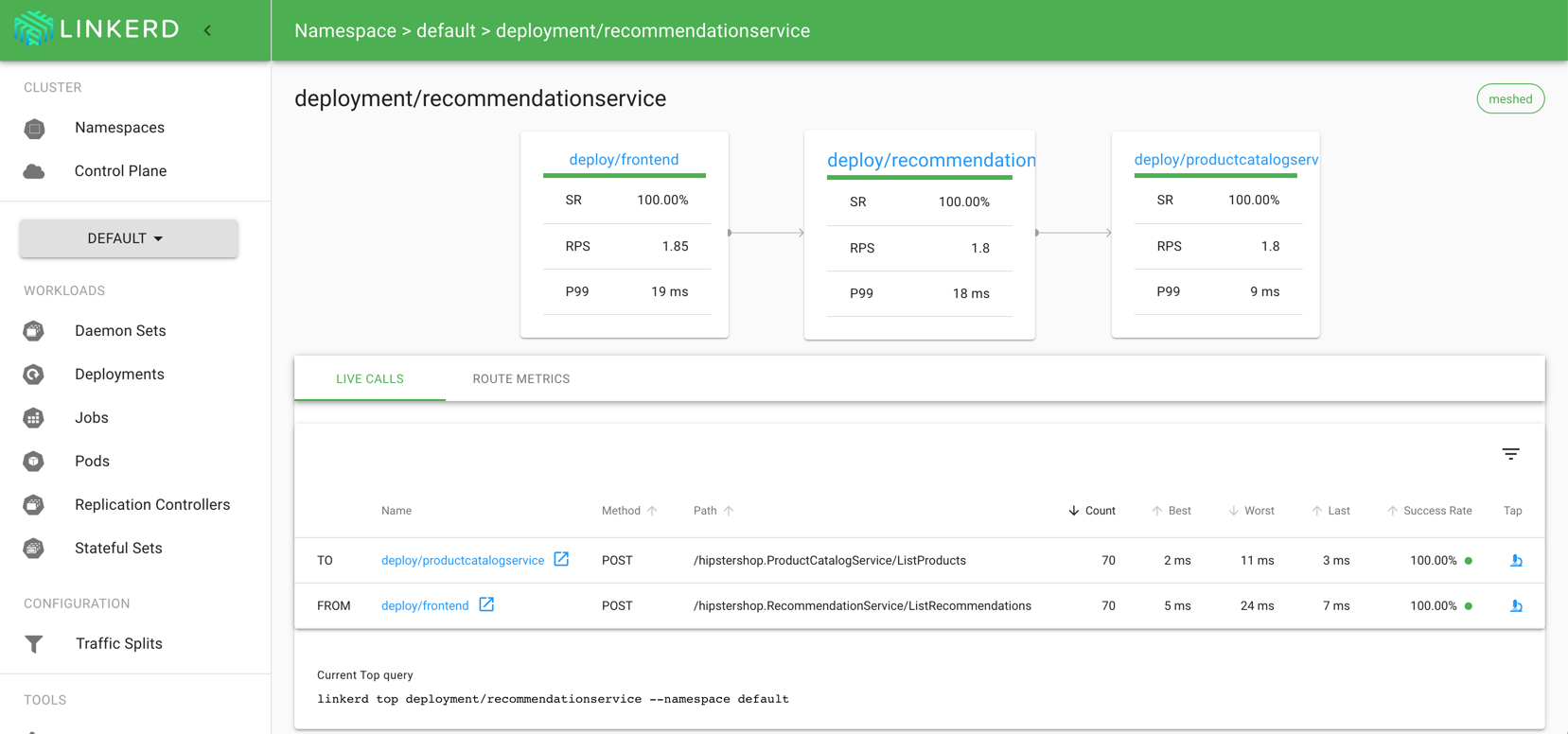 Linkerd 2 bietet ein integriertes Dashbord, das zusätzliche Analysetools mitbringt (Abb. 5)