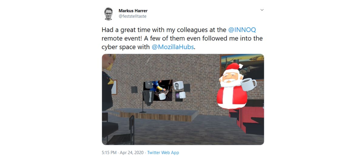 Had a great time with my colleagues at the @INNOQ remote event! A few of them even followed me into the cyber space with @MozillaHubs