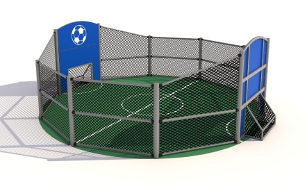 Mini cancha decagonal de fútbol soccer para niños.