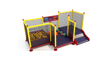 Juegos de interiores con alberca de pelotas, ideal para guarderías.