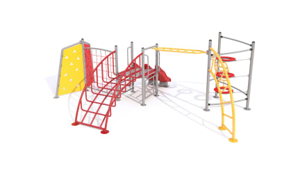 Juego de escalar tipo playground con resbaladillas.