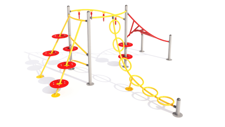 Juego para escalar con tubular y aros olímpicos.