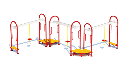 Circuito de tres tirolesas para niños.