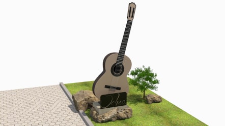 Escultura en forma de guitarra para fabricantes de guitarras.