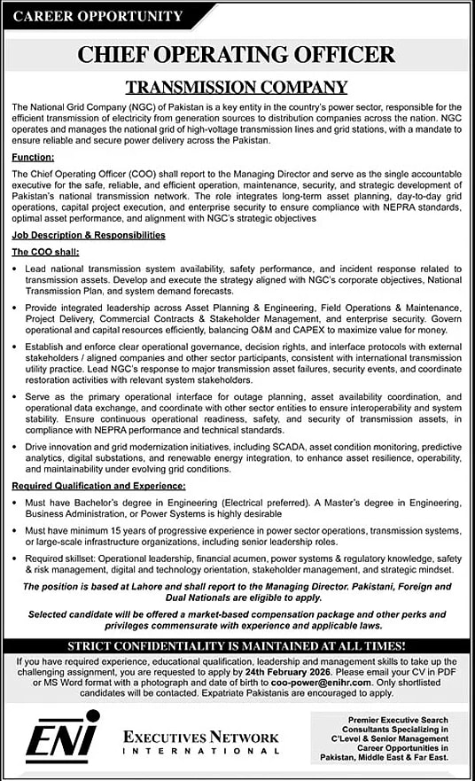 NGC Chief Operating Officer job advertisement