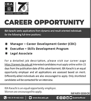 iba karachi vacancy advertisement, karachi job posting