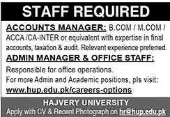 hajvery university staff required job advertisement