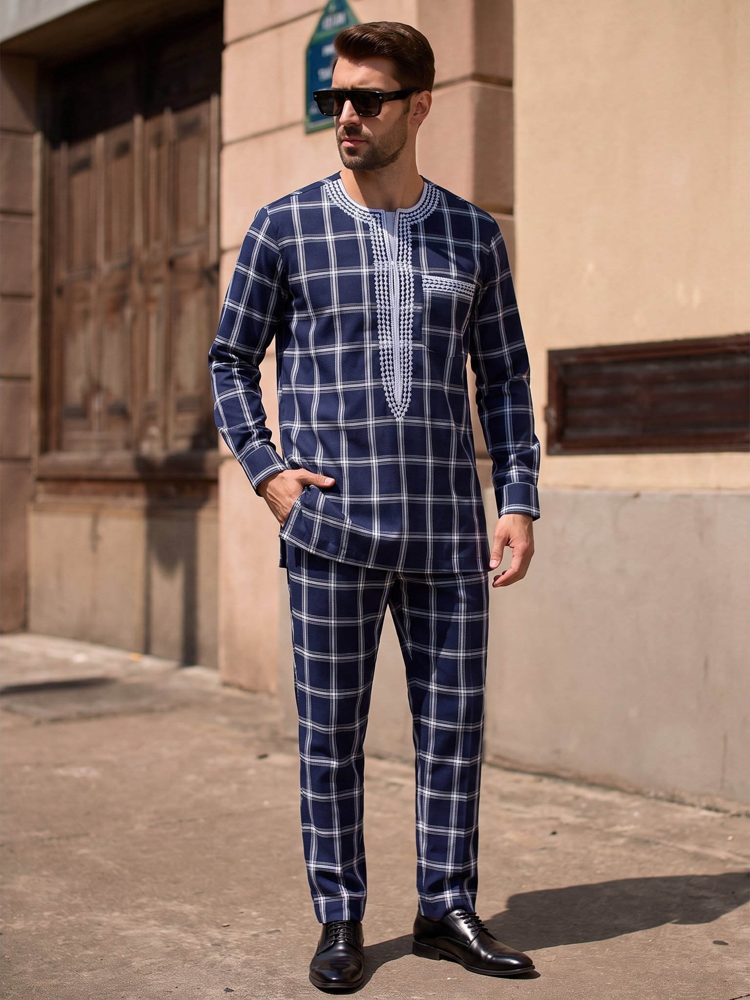 Tunique Bleu A Carreaux