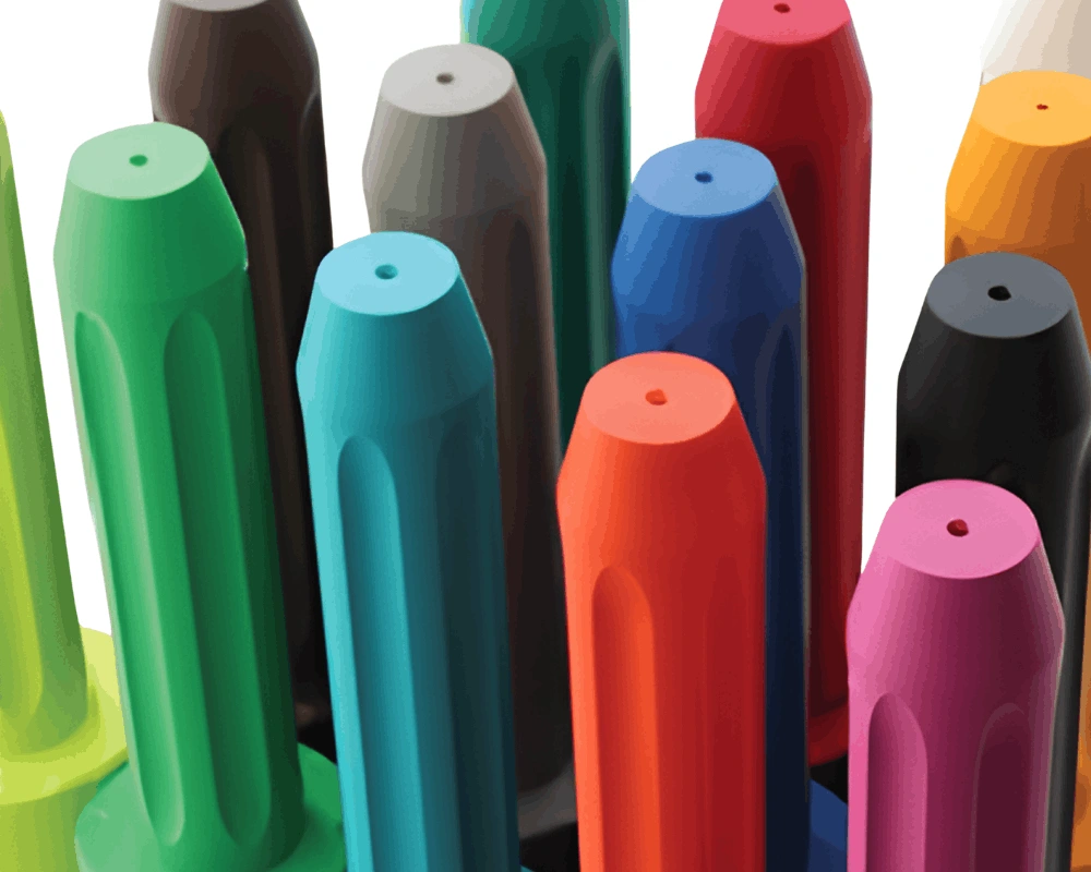 Heat Stabilized Polypropylene HSPP rod in multiple colors for instrument handles, provisional trials, and medical device components