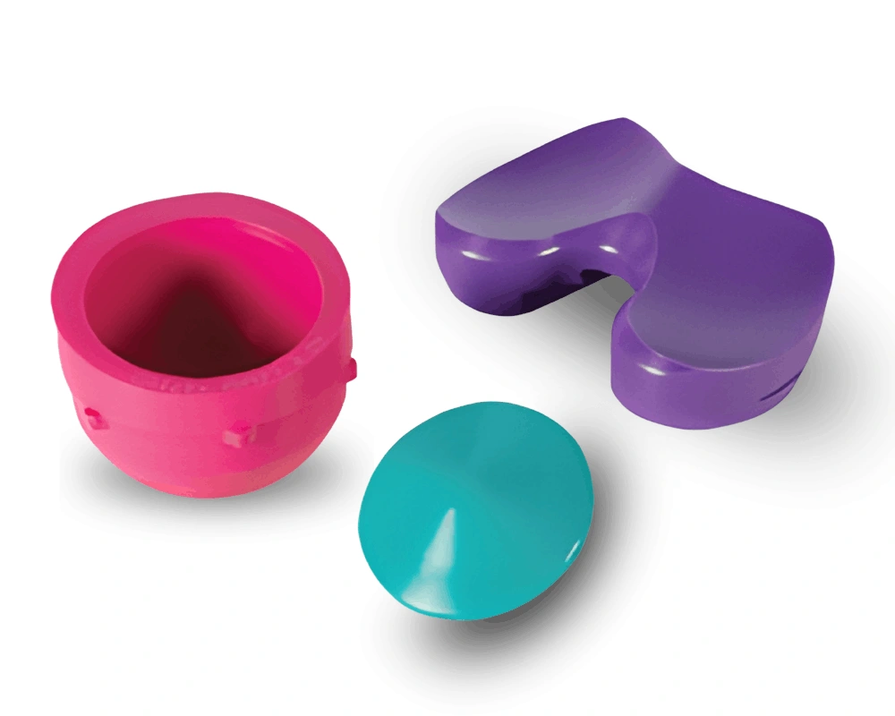 POM-C Acetal Copolymer medical grade rod and plate in multiple colors for provisional trials, instrument handles, and device components