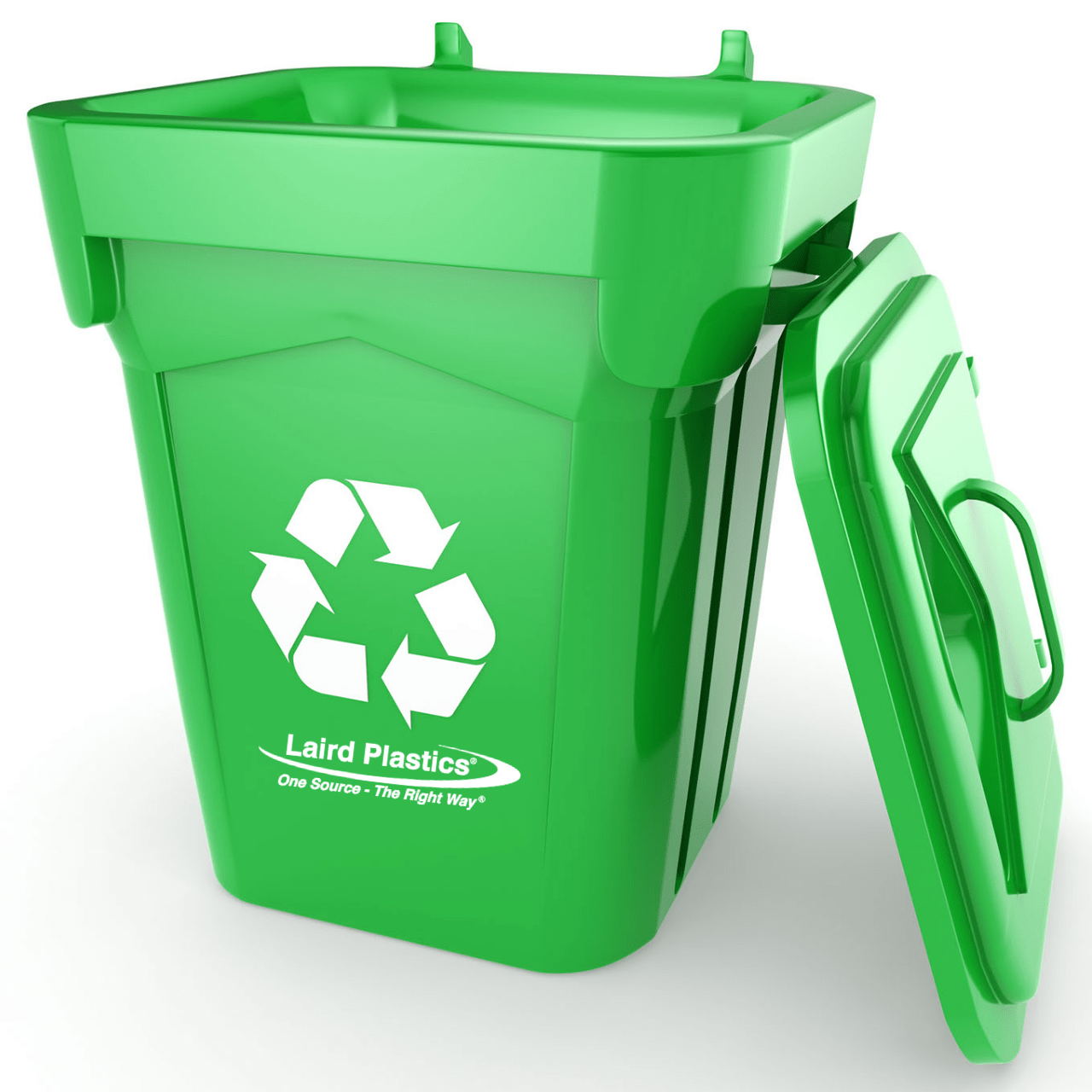 Green Recycle Bing with Laird Plastics Logo