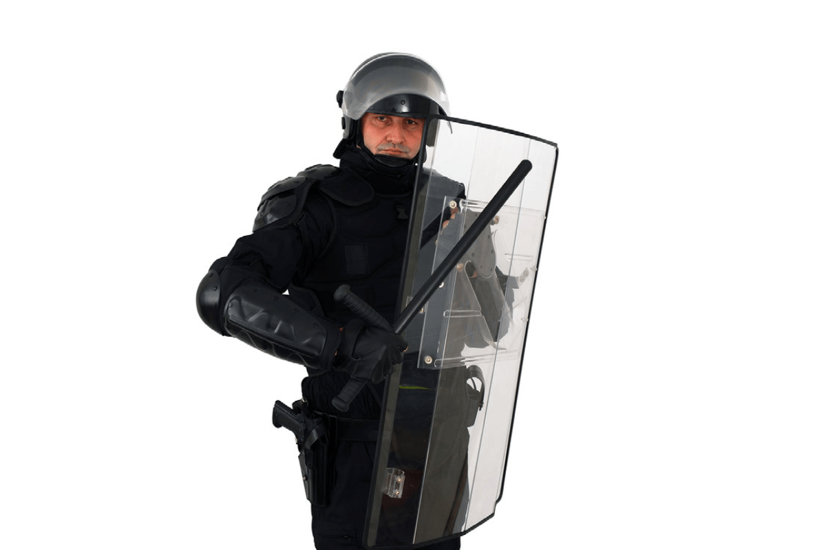 police shield made of polycarbonate