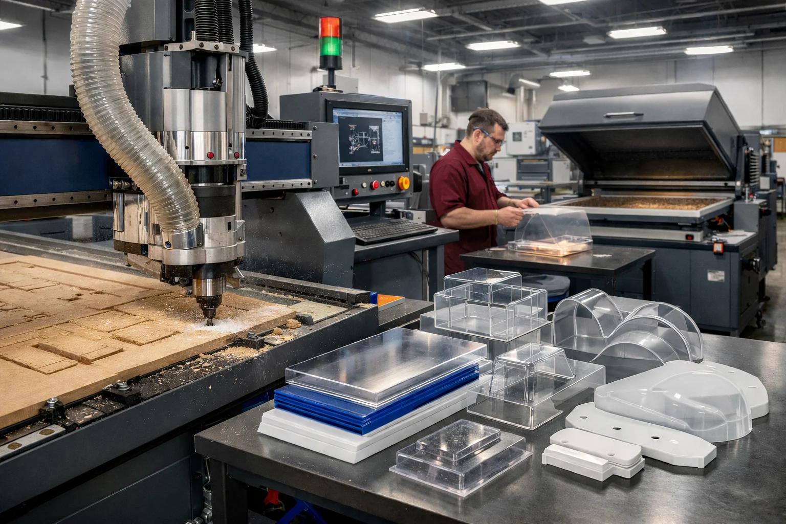 CNC routing and plastic fabrication services at Total Plastics Chicago including precision cutting and machining