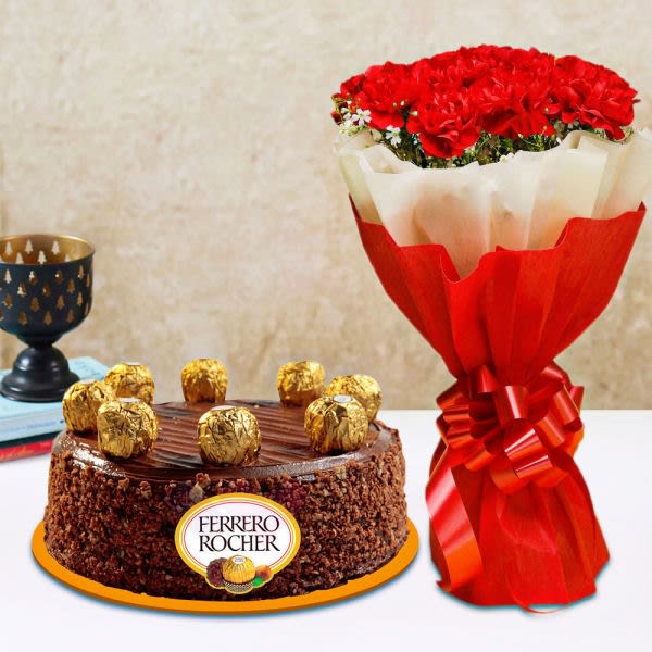Hazelnuts Ferrero Rocher Cakes Delivery Pune | Blooms Only