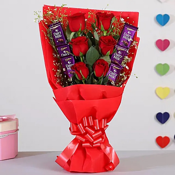 Order Red Roses With Cadburies online free delivery in 3 hours Flowera