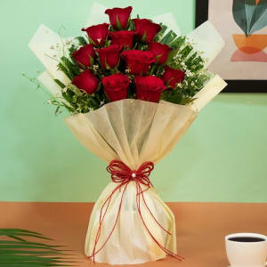 Buy 6 Red Roses Happy Birthday in Gold/silver Lettering W/ Bow Online in  India 