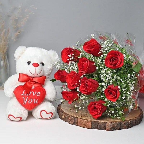Order Red Roses Bouquet and Teddy online | free delivery in 3 hours ...