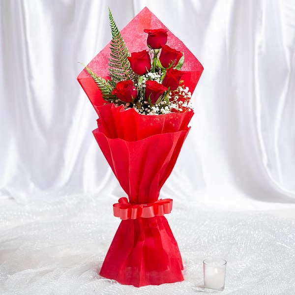 Order 6 Red Roses Bouquet online free delivery in 3 hours Flowera