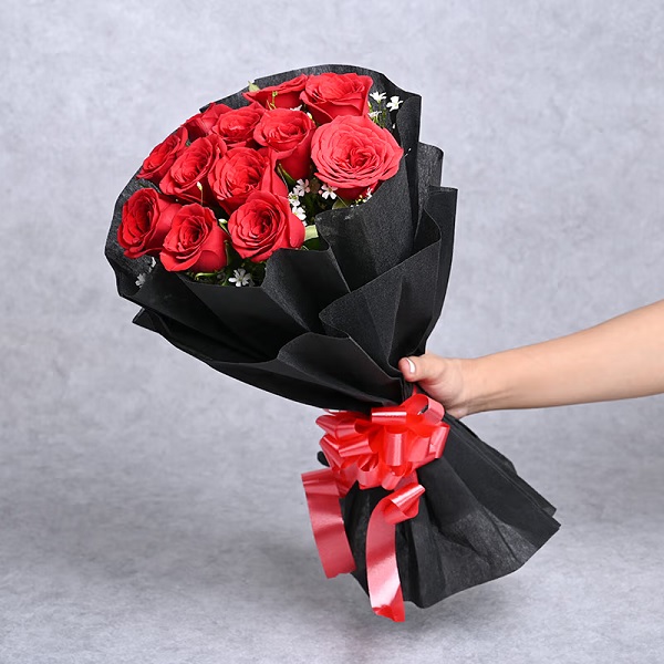 Order Red Roses in Black Sheet online free delivery in 3 hours Flowera