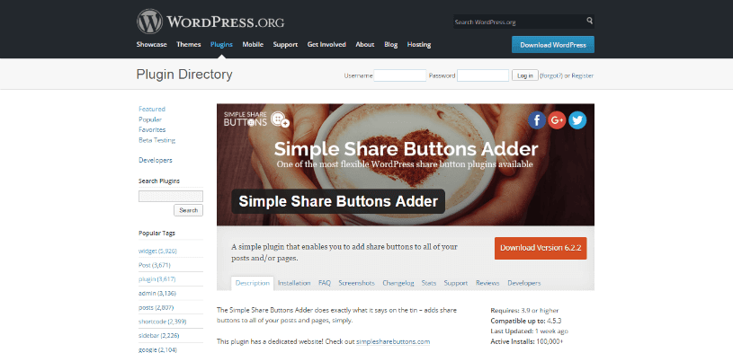 Simple Share Buttons Adder