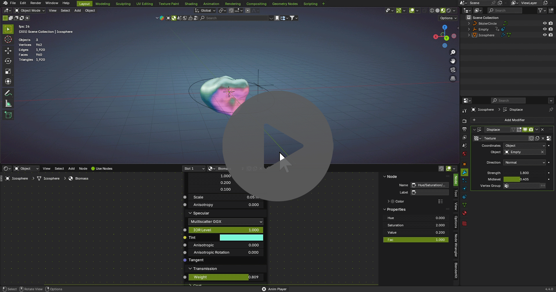 Biomasse Shader in Blender