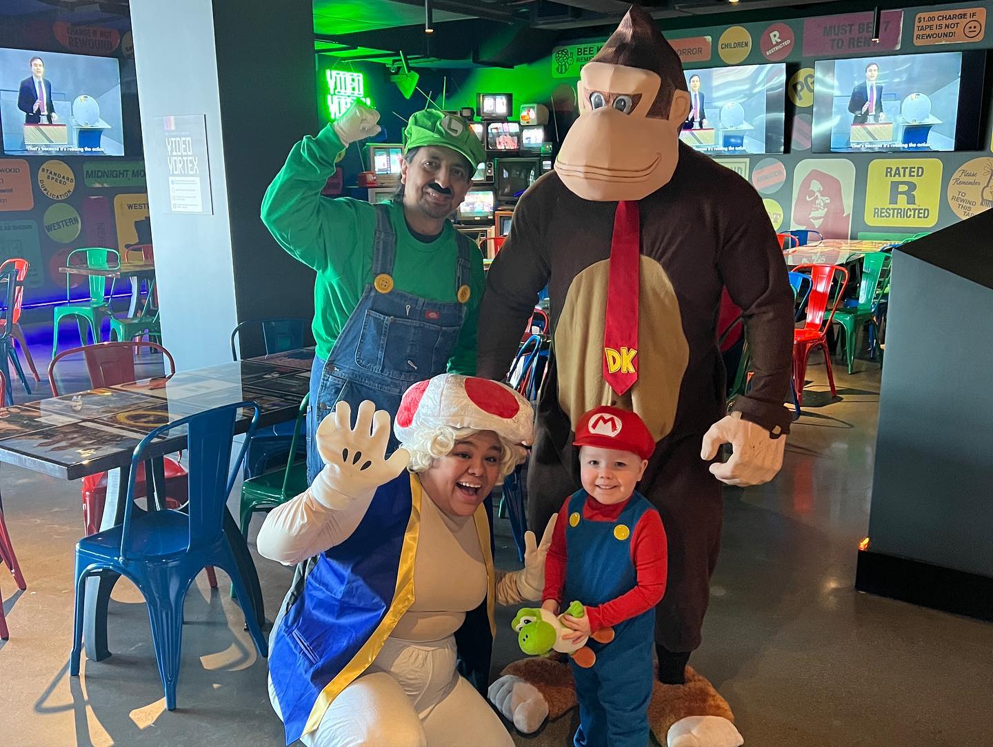 A great time was had at the #mariomovie @alamochicago! Ryan was very popular. 😂