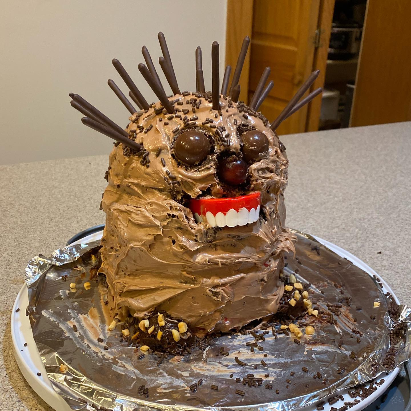 For Allie's birthday I made the nightmare Sonic cake from @nbcsnl.