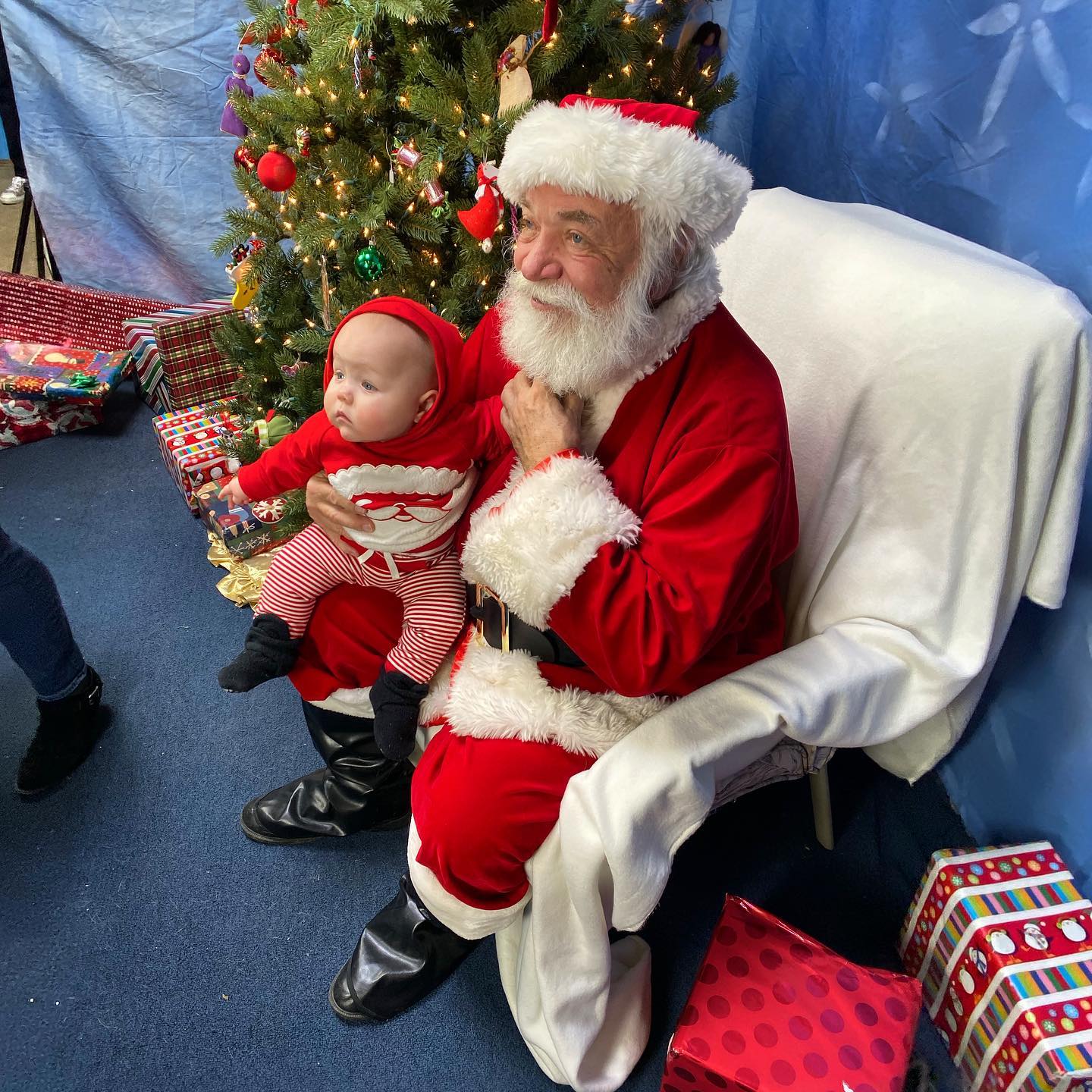 Little man met Santa today
