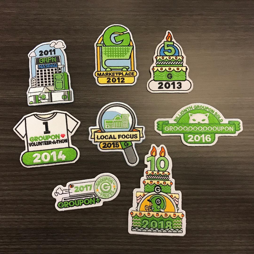 Groupon anniversary patches. 7 years and counting.