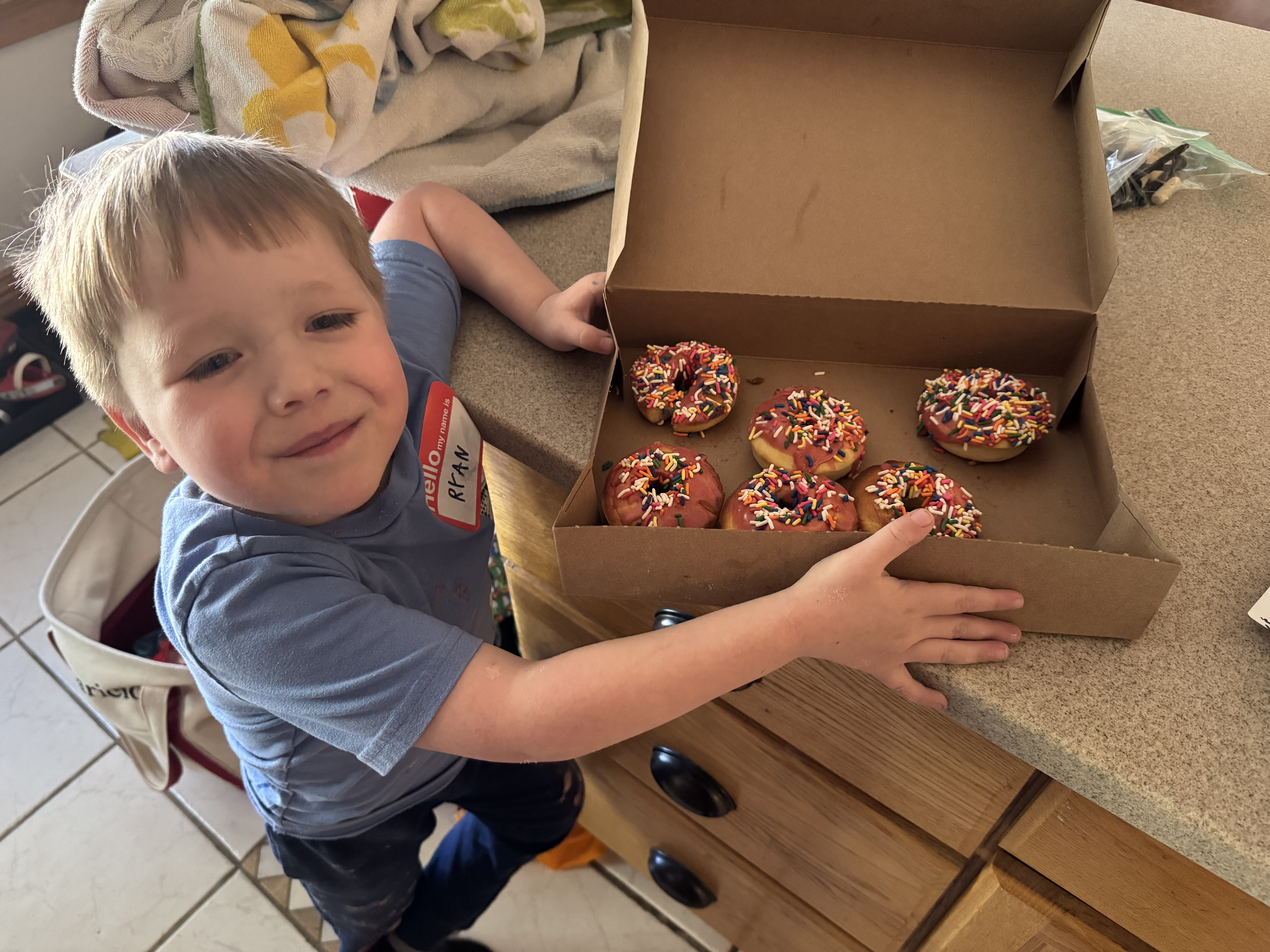 Ryan had a donut making class today.