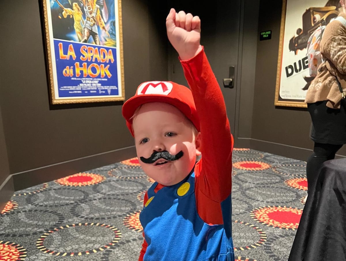 A great time was had at the #mariomovie @alamochicago! Ryan was very popular. 😂
