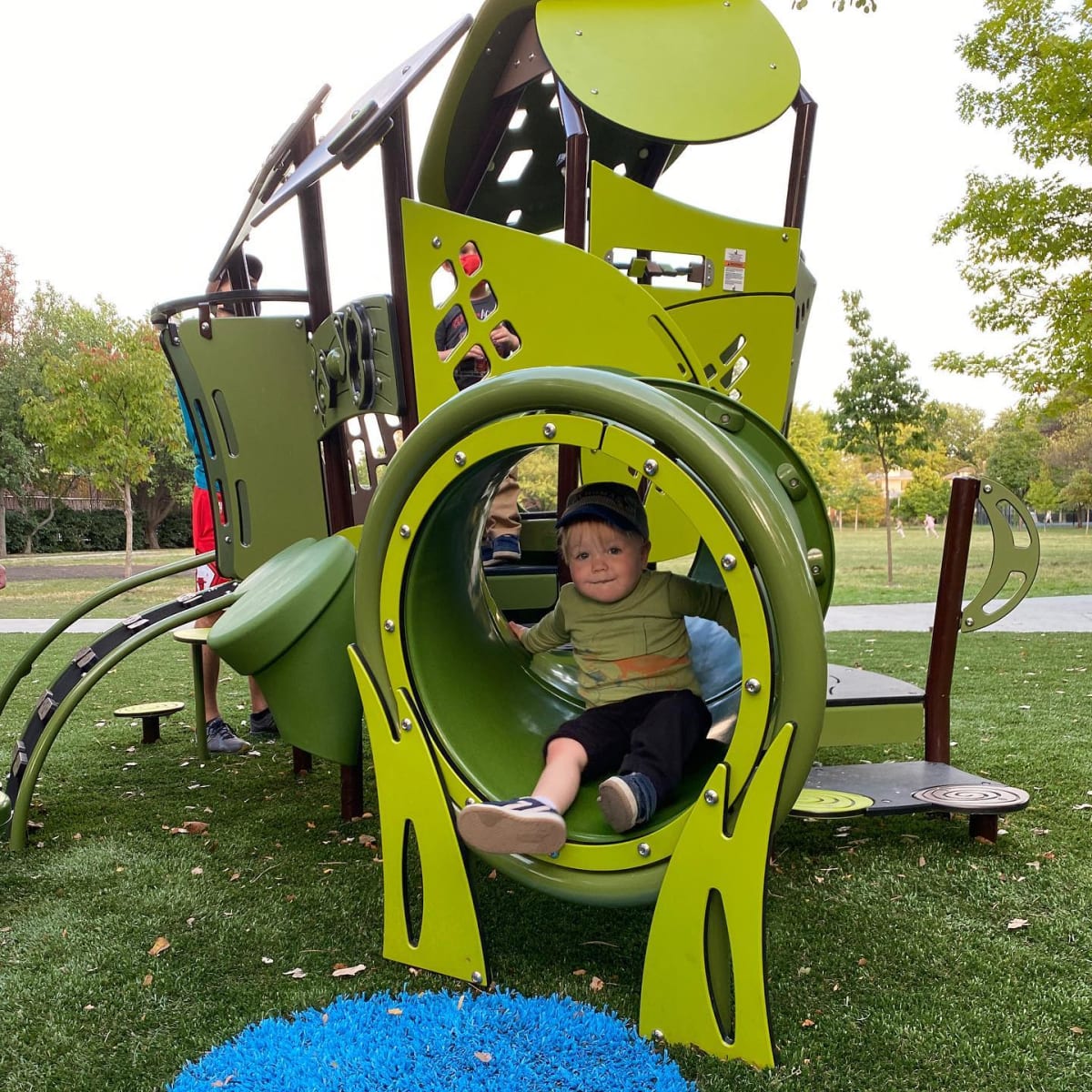 Checking out the renovated park!