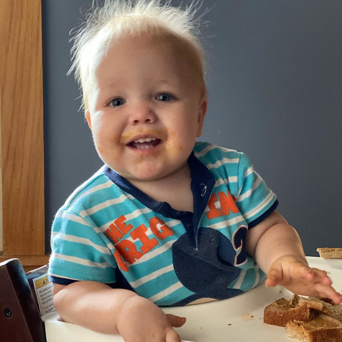 This kid loves peanut butter