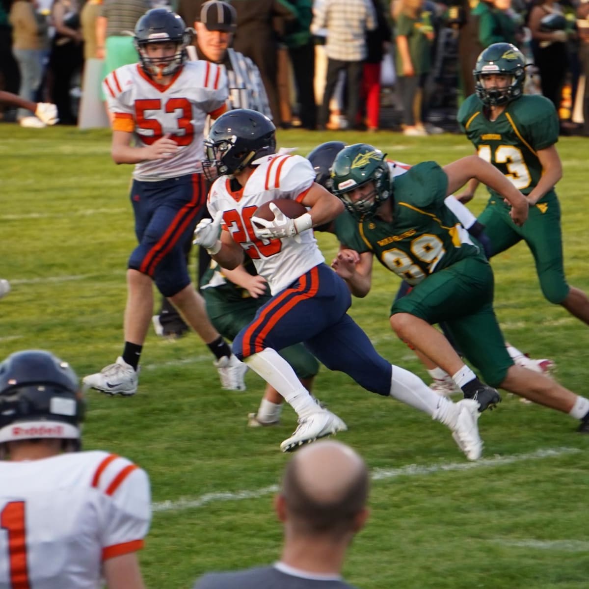 Joe's first game of the season. He's starting at RB and MLB for the Sophomore team.