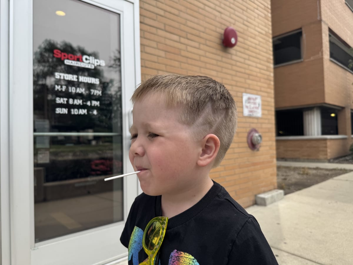 Ryan asked for a lightning bolt at the barbershop.